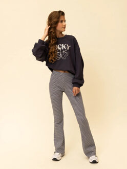 Flared sweat broek kobalt dessin voor meisjes in de kleur Blauw - 158