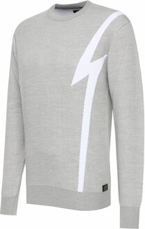 Flash gebreide trui met ronde hals Grijs - 3XL