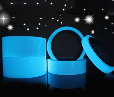 Flash Kleurrijke Reflecterende Tapes Glow Zelfklevende Sticker Lichtgevende Fluorescerende Gloeiende Tapes Dark Opvallende Waarschuwing Tape 2CMx1M blauw