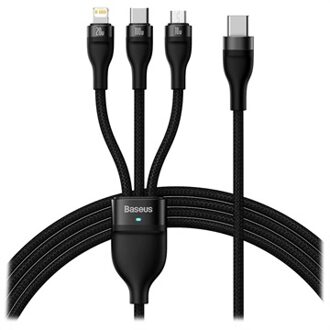 Flash Series 2 - 3-in-1 snellaadkabel - USB-C naar USB-C / Lightning / Micro-USB - 100 Watt - 1,5 meter - Zwart - One size
