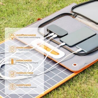 Flashfish 18V/60W Portable Solar Panel Foldable Solar Charger with DC Output for Portable Power Station USB-C/QC3.0 Output Port for Phones Company Camping RV Travel