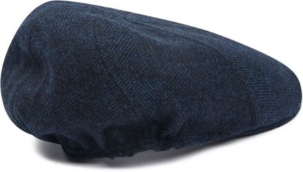Flat Cap Wool Herringbone Navy - Donkerblauw