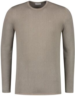 Flat Gebreid Shirt Met Klein Logo Pure Path , Beige , Heren - L,M,S,Xs