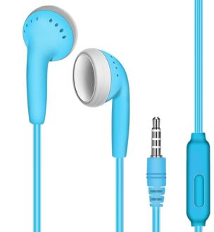 Flat Wired Oortelefoon 3.5Mm In Ear Draagbare Zweet Proof Oordopjes Met Microfoon En Line Controle Voor Smartphone Samsung Huawei xiaomi blauw