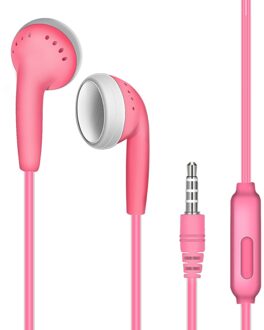 Flat Wired Oortelefoon 3.5Mm In Ear Draagbare Zweet Proof Oordopjes Met Microfoon En Line Controle Voor Smartphone Samsung Huawei xiaomi roze