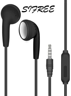 Flat Wired Oortelefoon 3.5Mm In Ear Draagbare Zweet Proof Oordopjes Met Microfoon En Line Controle Voor Smartphone Samsung Huawei xiaomi zwart