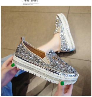 Flat with Shoes Women Men Flats Sequined Cloth Revits Couple Platform Woman Shoes Bling Crysta Black Flat Heels Shoe 35-39