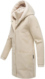 Flauschwunder dames wintermantel met afneembare kraag Beige