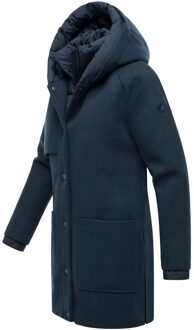 Flauschwunder dames wintermantel met afneembare kraag Blauw