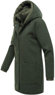 Flauschwunder dames wintermantel met afneembare kraag Groen