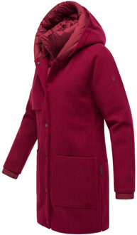 Flauschwunder dames wintermantel met afneembare kraag Rood