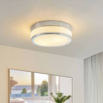 Flavi badkamer-plafondlamp, Ø 28 cm, chroom opaalwit, chroom