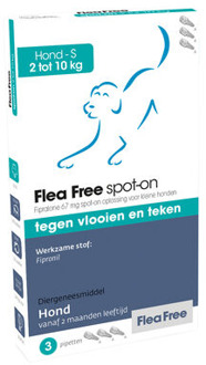 FLEA FREE Fipralone spot-on hond 2 tot 10 kg - 3 pipet