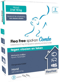 FLEA FREE Spot-On Combo Hond 2-10kg Pipetten - Teken en vlooiendruppels - 2-10 kg - 4 stuks