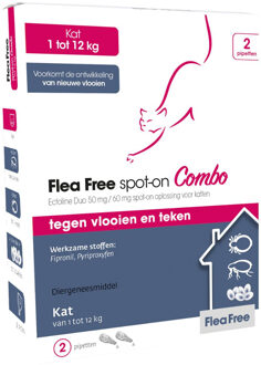 FLEA FREE Spot-On Combo Kat Pipetten - Teken en vlooiendruppels - 4 stuks