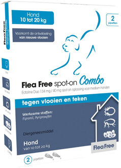 FLEA FREE Spot-On Combo - Pipetten - Anti vlooien en teken Hond - 10-20 kg - 4 stuks