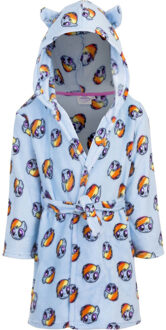 fleece badjas blauw met capuchon voor kinderen - Blauwe ochtenjas met ceintuur en capuchon met oortjes voor meisjes 116 (6 jaar)