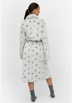 Fleece badjas dames met sterren - maat XL Wit