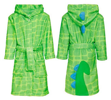 Fleece badjas voor jongens - Dino - Groen - maat 98-104cm