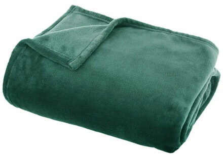 Fleece deken/fleeceplaid groen 130 x 180 cm polyester - Plaids