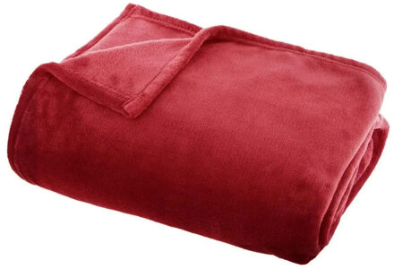 Fleece deken/fleeceplaid rood 130 x 180 cm polyester - Plaids