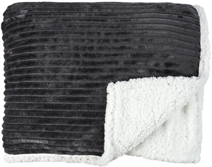 Fleece deken - grijs - 180 x 220 cm - polyester - XXL woondeken