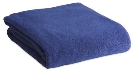 Fleece deken/plaid - blauw - 120 x 150 cm - Polyester fleece - 180 gram - lekker warm kleedje - Plaids