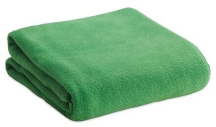 Fleece deken/plaid - groen - 120 x 150 cm - Polyester fleece - 180 gram - lekker warm kleedje - Plaids