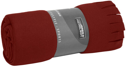Fleece deken/plaid met franjes rood 130 x 170 cm - Action products