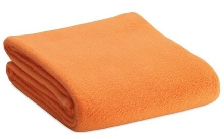 Fleece deken/plaid - oranje - 120 x 150 cm - Polyester fleece - 180 gram - lekker warm kleedje - Plaids