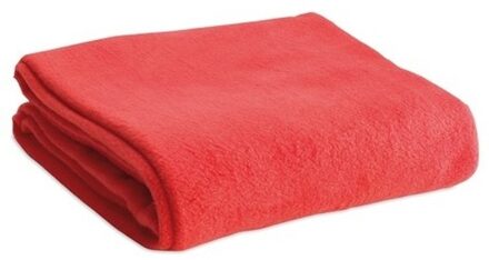 Fleece deken/plaid - rood - 120 x 150 cm - Polyester fleece - 180 gram - lekker warm kleedje - Plaids