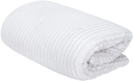 Fleece deken - wit - 180 x 220 cm - polyester - XXL woondeken