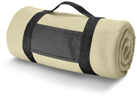 Fleece dekens/plaids met afneembaar handvat - Creme wit - 150 x 120 cm - Fleecedekens