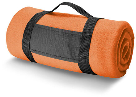Fleece dekens/plaids met afneembaar handvat - Oranje - 150 x 120 cm - Fleecedekens