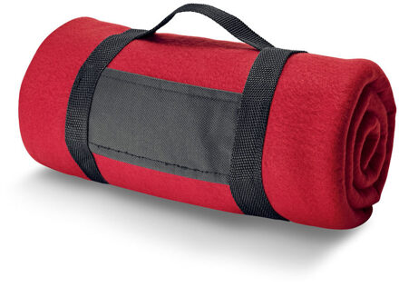 Fleece dekens/plaids met afneembaar handvat - Rood - 150 x 120 cm - Fleecedekens