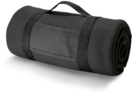 Fleece dekens/plaids met afneembaar handvat - Zwart - 150 x 120 cm - Fleecedekens