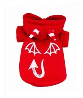 Fleece Hond Trui Puppy Sweatshirts Hond Jas Patroon Duivel Kleine Hond Print Kleding Cool Pet Hoodies Jas Algehele Rood / S