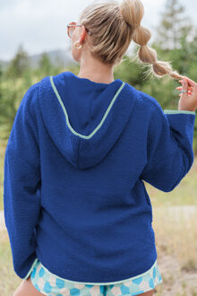 Fleece Hoodie Met Rits Sweater - maat M Donkerblauw