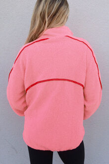 Fleece Pullover met Rits - maat L Lichtroze