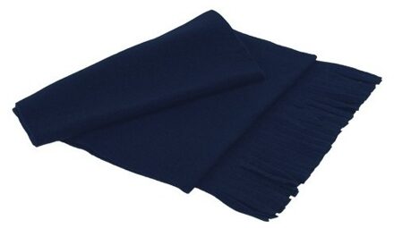 Fleece sjaal met franjes volwassenen marineblauw 160 cm