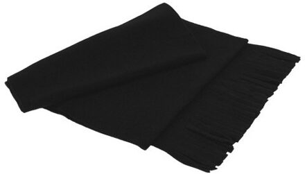Fleece Sjaal - zwart - polar fleece - met franjes - volwassenen - 160 cm