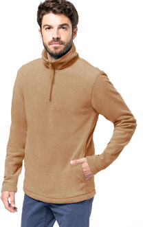 Fleece trui - camel bruin - warme sweater - voor heren - polyester M