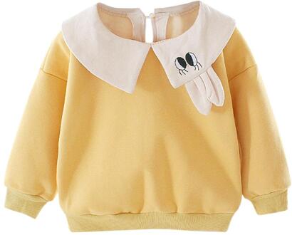 Fleece Warm Baby Meisjes Sweatshirt Katoen Warme Lange Mouw Dagelijkse Leisure Populaire Pop Kraag Dot Winter Mooie Kleding geel / 24M