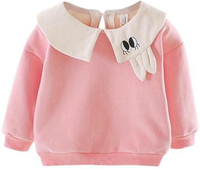 Fleece Warm Baby Meisjes Sweatshirt Katoen Warme Lange Mouw Dagelijkse Leisure Populaire Pop Kraag Dot Winter Mooie Kleding Roze / 6m
