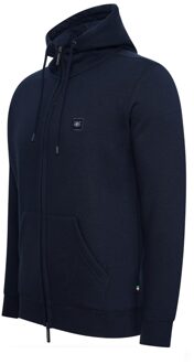 Fleece zip hood Blauw - L