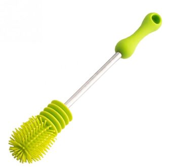 Fles Borstel Unieke Voor Baby Flessen Schrobben Silicone Cleaning Tool Keuken Cleaner Wassen groen