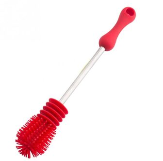 Fles Borstel Unieke Voor Baby Flessen Schrobben Silicone Cleaning Tool Keuken Cleaner Wassen Rood