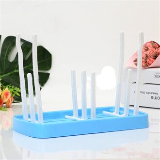 Fles Droge Rack Huishouden Zuigfles Afvoer Droogrekken Melk Fles Schoonmaken Droger Opslag Droogrek Kids Accessoires B-BlueWhite