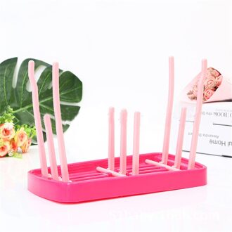 Fles Droge Rack Huishouden Zuigfles Afvoer Droogrekken Melk Fles Schoonmaken Droger Opslag Droogrek Kids Accessoires B-roos rood