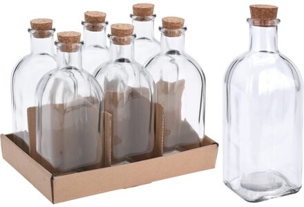 Fles glas met kurk 500ml Transparant